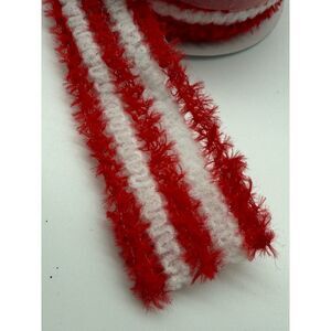 Decorative ribbon red and white fuzzy